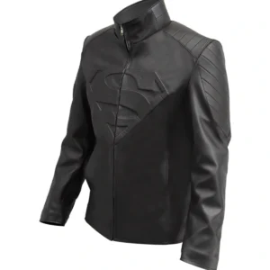 Superman Smallville Black Leather Jacket Side Look
