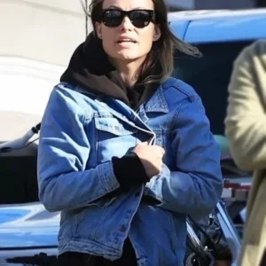 The Invite Olivia Wilde Blue Denim Jacket Side