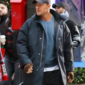 The Man with the Bag 2025 Alan Ritchson Black Jacket Side