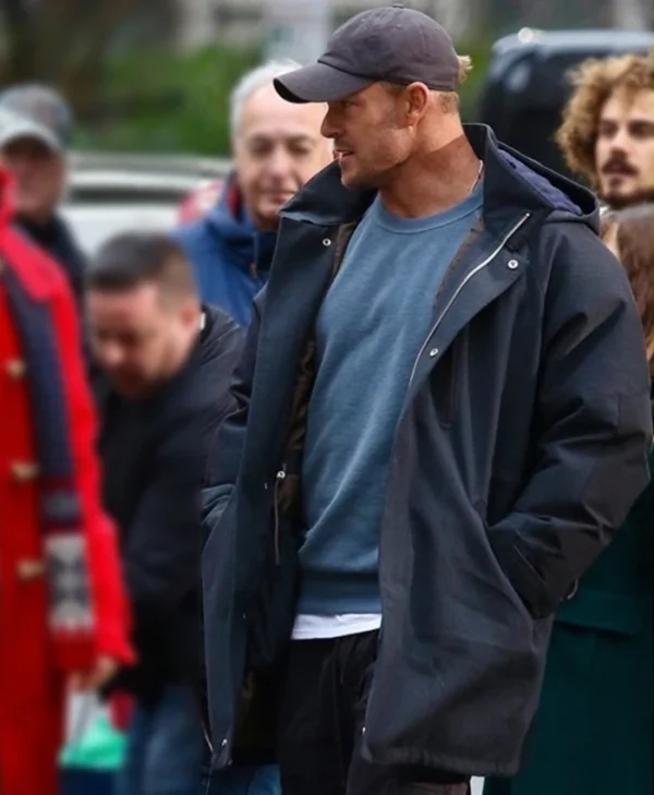 The Man with the Bag 2025 Alan Ritchson Black Hooded Jacket