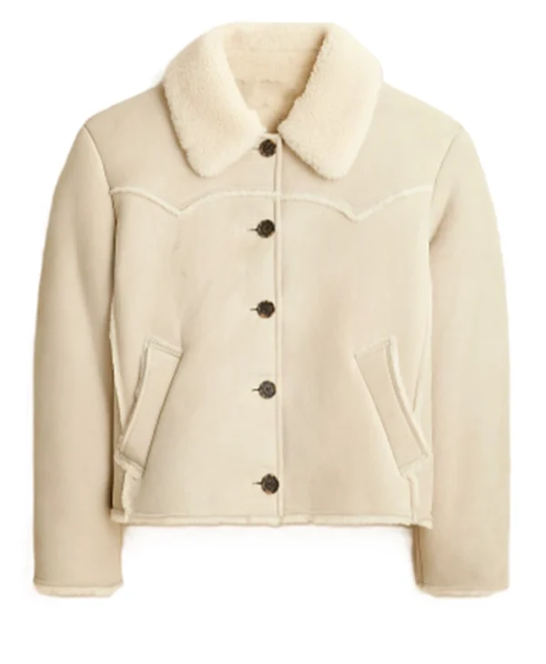 The Motherhood S01 Connie Britton White Shearling Jacket