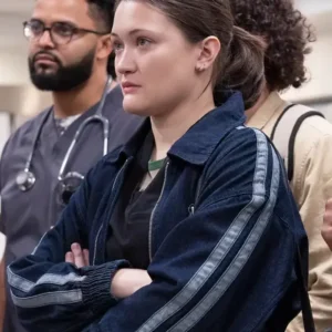 The Pitt S01 Isa Briones Blue Denim Jacket Front