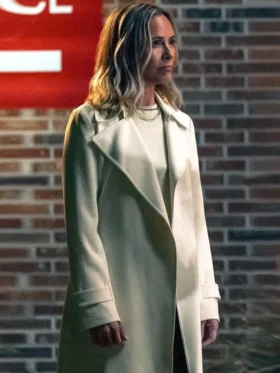 The Waterfront S01 Maria Bello White Trench Coat Side