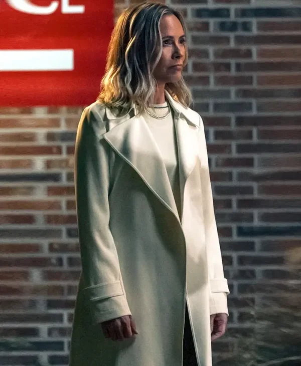 The Waterfront S01 Maria Bello White Trench Coat Side