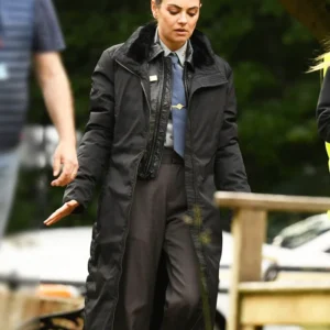 Wake Up Dead Man Mila Kunis Black Trench Coat