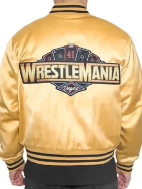 WrestleMania 41 Gold Satin Bomber Jacket For Sale
