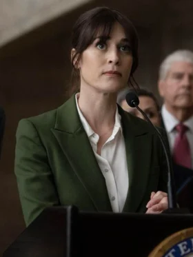 Zero Day S01 Lizzy Caplan Green Blazer Front