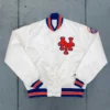 1980s NY Mets White Satin Bomber Jacket