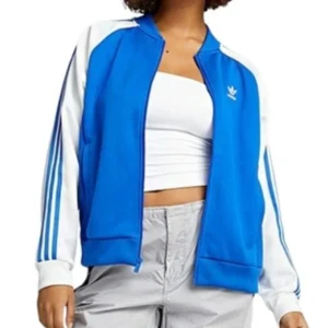 Adidas Three Stripe Blue Track Jacket Front