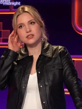 After Midnight S02 Taylor Tomlinson Black Leather Jacket Front