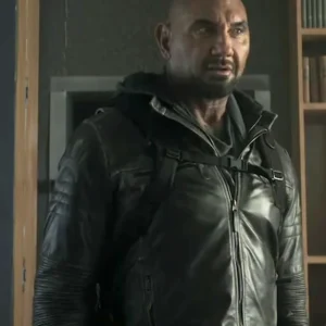 Afterburn Dave Bautista Black Leather Jacket Side