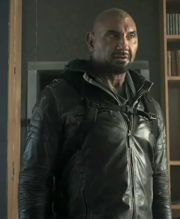 Afterburn Dave Bautista Black Leather Jacket Side