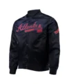 Atlanta Braves Navy Wordmark Full-Snap Satin Jacket