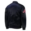 Atlanta Braves Navy Wordmark Full-Snap Satin Jacket For Sale