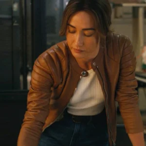 Ballard S01 Maggie Q Brown Quilted Leather Jacket