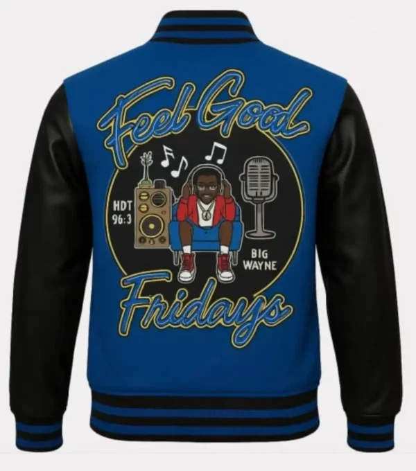 Big Wayne Grillz Gold Fronts varsity Wool Jacket Back