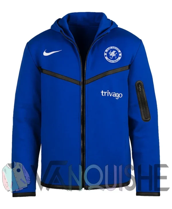 Chelsea Tech Blue Fleece Hoodie front