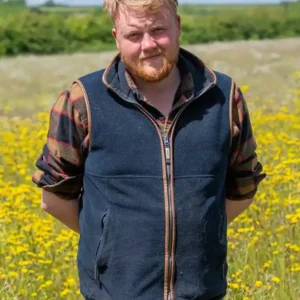 Clarkson's Farm S04 Kaleb Cooper Blue Vest Side