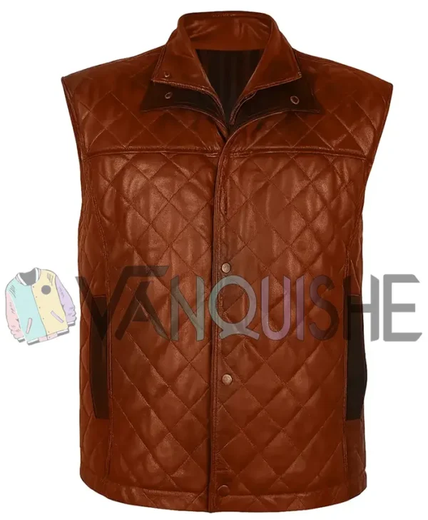 Davis Collins Ransom Canyon S01 Brown Quilted Vest front close