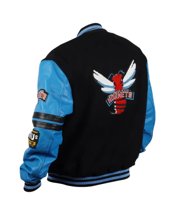 Delaware State Ole Skool Letterman Jacket left back