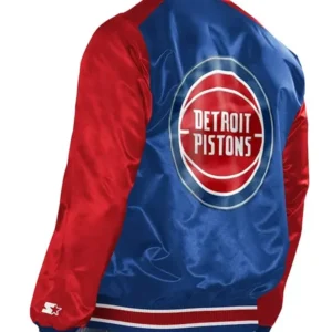 Detroit Pistons Renegade Red and Royal Blue Bomber Jacket For Sale