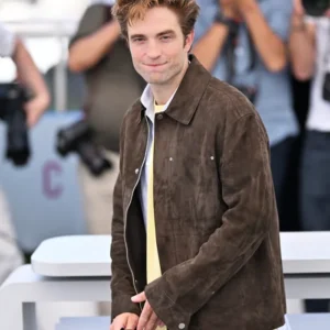 Die My Love Robert Pattinson Brown Suede Jacket Side