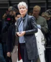 Down Cemetery Road Emma Thompson Black Leather Coat