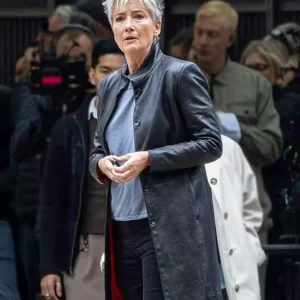 Down Cemetery Road Emma Thompson Black Leather Coat