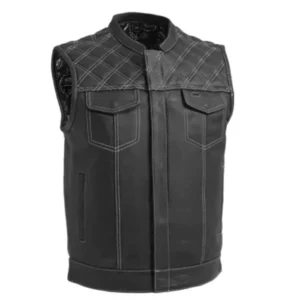 Downside Men’s Motorcycle Black Leather Vest
