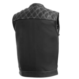 Downside Men’s Motorcycle Black Leather Vest For Sale