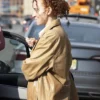 Eleanor the Great Erin Kellyman Brown Leather Coat