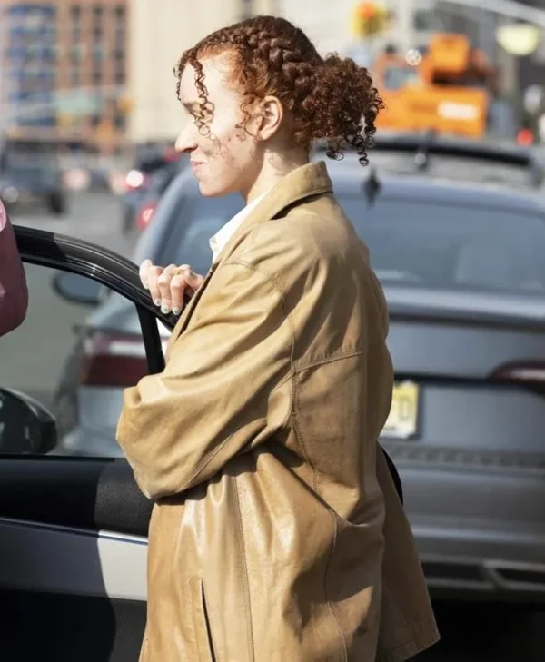 Eleanor the Great Erin Kellyman Brown Leather Coat