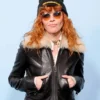 Free Leonard Peltier Natasha Lyonne Black Leather Jacket Side