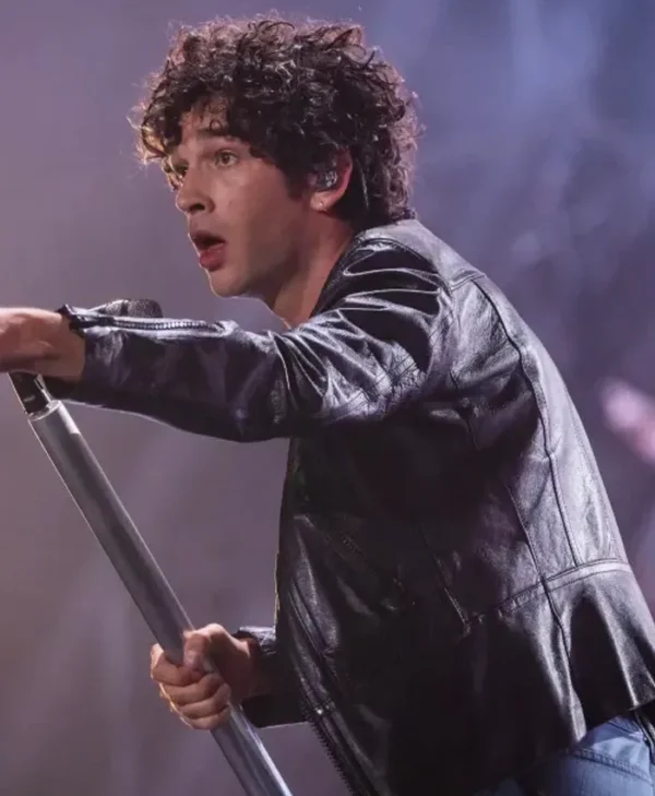 Glastonbury Matty Healy Black Leather Jacket