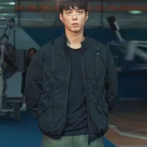 Good Boy S01 Park Bo-gum Black Bomber Jacket Side