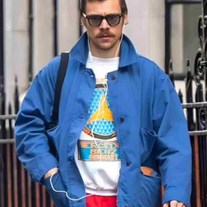 Harry Styles London 2025 Blue Cotton Jacket Front