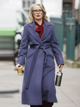Hostage S01 Julie Delpy Purple Trench Wool Coat