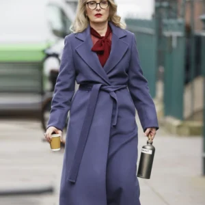 Hostage S01 Julie Delpy Purple Trench Wool Coat