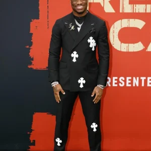 Jalen Milroe Chrome Hearts Red Carpet Black Suit For Sale