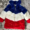 Larry Buffalo Bills Color Block Faux Fur Hooded Coat