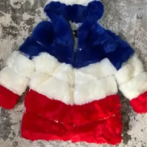 Larry Buffalo Bills Color Block Faux Fur Hooded Coat