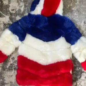 Larry Buffalo Bills Color Block Faux Fur Hooded Coat For Sale