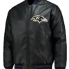 Men's Baltimore Ravens Black Leather Bomber Jacket Back
