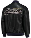 Men's Baltimore Ravens Black Leather Bomber Jacket