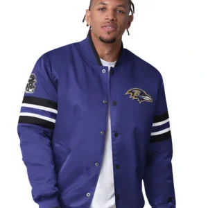 Men's Baltimore Ravens Purple Varsity Jacket Back