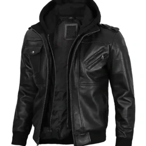 Men's Genuine Leather Biker Bomber Jacket