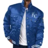 Men's KC Royals Satin Royal Silver Tab Trucker Jacket