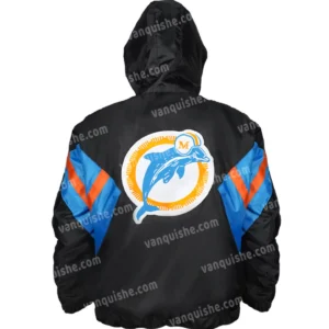 Miami Dolphins Black Pullover Starter Jacket Back