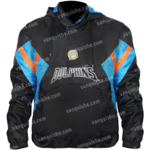 Miami Dolphins Black Pullover Starter Jacket Front