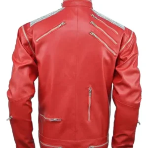 Michael Jackson Beat It Jacket – MJ Beat It Faux Leather Red Costume Jacket Back